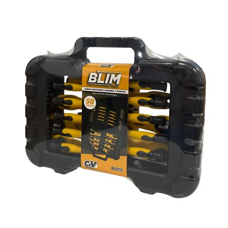 JUEGO 58 PIEZAS DESTORNILLADORES Y PUNTAS BLIM - BL0255