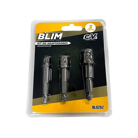 KIT 3 ADAPTADORES 1/4" HEXAGONAL A 1/4"-3/8"-1/2" BLIM - BL0262