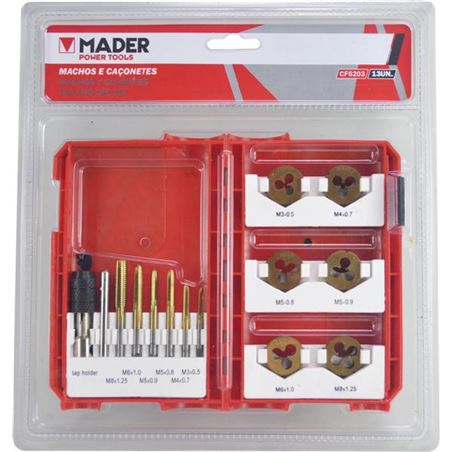 JUEGO MACHOS Y COJINETES 13PCS MADER - 63075