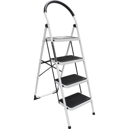 ESCALERA DOMESTICA EN ACERO Y GOMA 4P. MADER - 10068