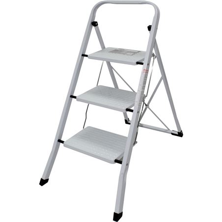 ESCALERA DOMESTICA ACERO 3 PELDAÑOS MADER - 10041