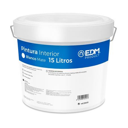 PINTURA PLASTICA MATE INTERIOR BLANCA 15L EDM - 25401