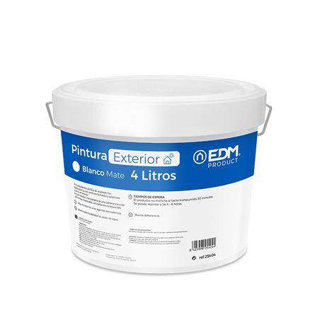 PINTURA PLASTICA MATE INTERIOR / EXTERIOR BLANCA 4L EDM - 25404