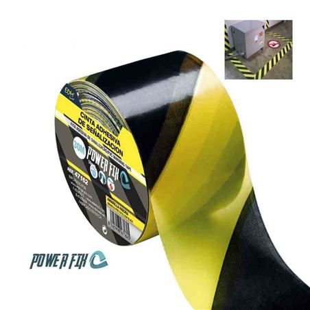 CINTA ADHESIVA DE SEÑALIZACION AMARILLO-NEGRA 30M X 50MM EDM - 47162