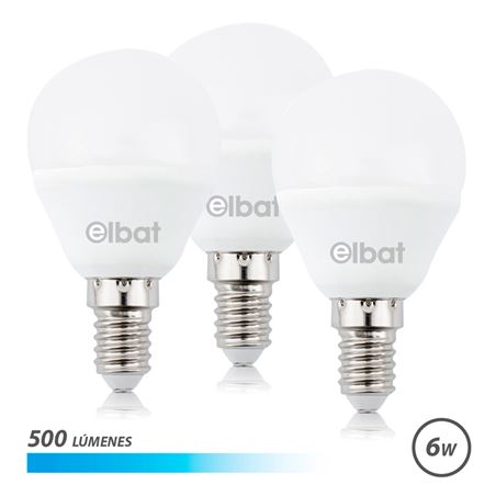 PACK 3 BOMBILLAS LED G45 | 6W | 500LM | E14 | LUZ FRIA | ELBAT - EB0461