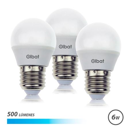 PACK 3 BOMBILLAS LED G45 | 6W | 500LM | E27 | LUZ FRIA | ELBAT - EB0460