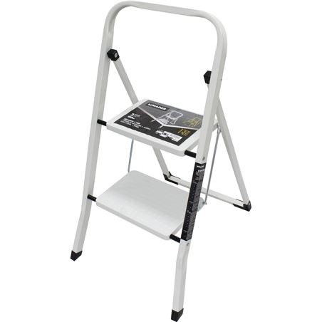 ESCALERA DOMESTICA ACERO 2 PELDAÑOS MADER - 10040