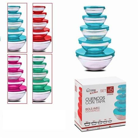 SET 5 TUPPER CRISTAL REDONDOS HERMETICOS C/ SURTIDOS - 46063
