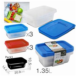 SET 3 TUPPER PLASTICO RECTANGULAR URBAN LIVING - 13248