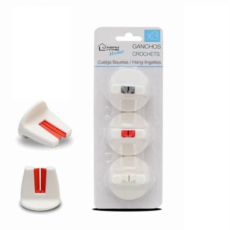 SET 3 GANCHOS COLGADORES COLORES URBAN LIVING - 88509