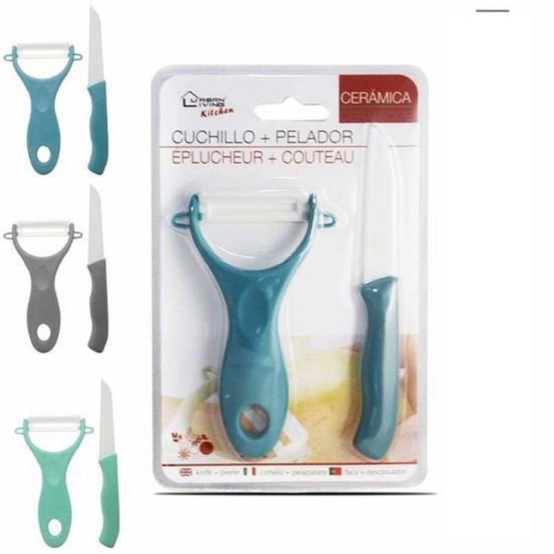 SET PELADOR + CUCHILLO CERAMICO 16CM URBAN LIVING - 16147