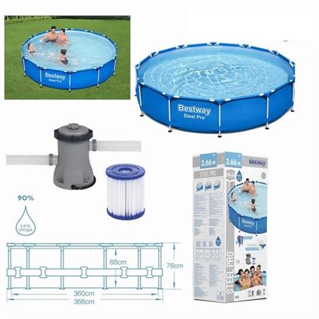 PISCINA + BOMBA FILTRO 366CM DIÁMETRO X H76CM BESTWAY - 56681