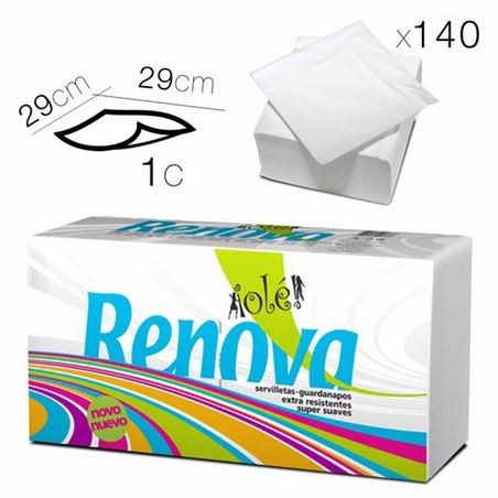 SERVILLETAS 29X29 BLANCAS 140 UNIDADES RENOVA - 67121