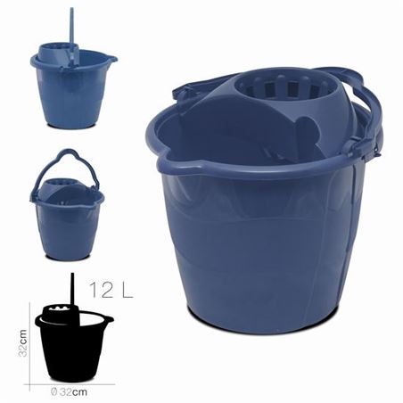 CUBO REDONDO CON ESCURRIDOR 12 LITROS AZUL - 77121