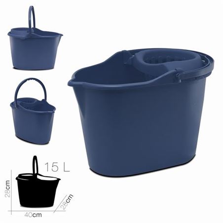 CUBO OVALADO CON ESCURRIDOR 15 LITROS AZUL - 77125