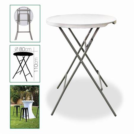 MESA PLEGABLE COCTEL REDONDA BLANCO 80XH110CM - 14801