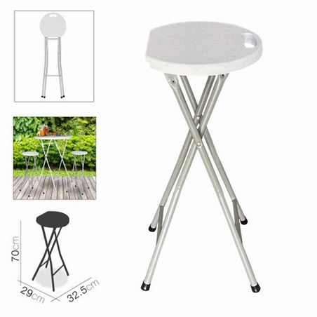 TABURETE PLEGABLE ALTO COCTEL BLANCO 32.5X29XH70CM - 14809