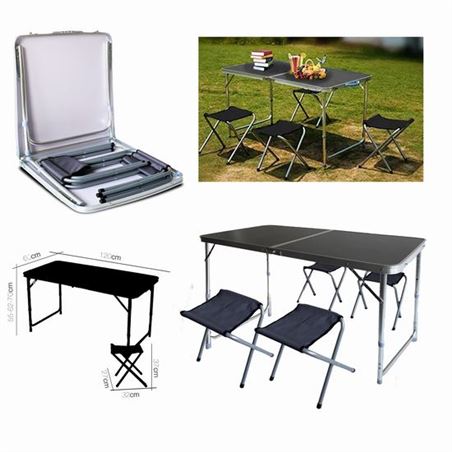 SET CAMPING MESA + 4 SILLAS PLEGABLE - 19685