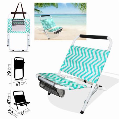 SILLA DE PLAYA ZIGZAG TURQUESA 62X47XH47CM - 24209