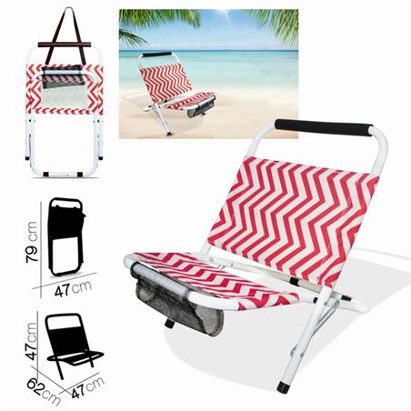 SILLA DE PLAYA ZIGZAG GROSELLA 62X47XH47CM - 24210