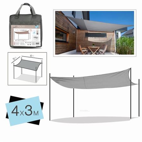 TOLDO RECTANGULAR 3X4 METROS GRIS + BOLSA - 15825