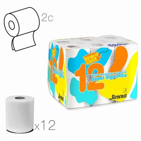 PACK 12 ROLLOS PAPEL HIGIENICO DOBLE CAPA RENOVA - 67128