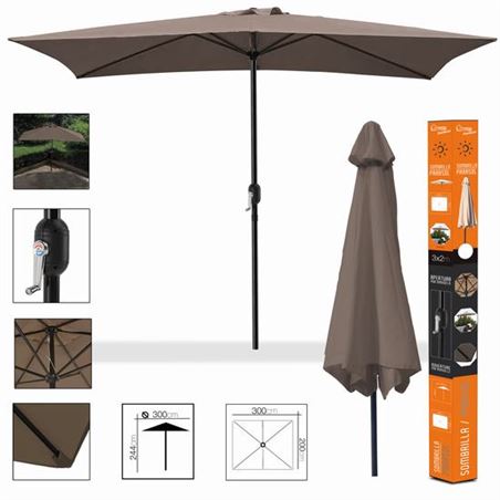 SOMBRILLA JARDIN 3X2 METROS MARRON - 24437