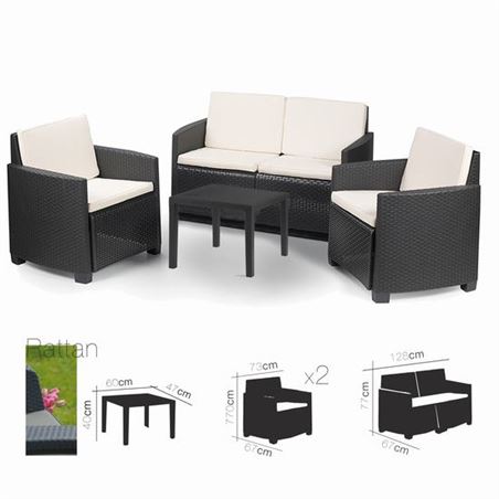 SET DE JARDIN 4 PLAZAS + MESA CENTRO ANTRACITA - 13723