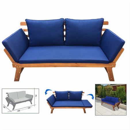 SOFA CAMA MADERA + COJINES - 19694