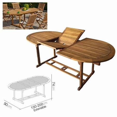 MESA JARDIN OVALADA EXTENSIBLE - 16558