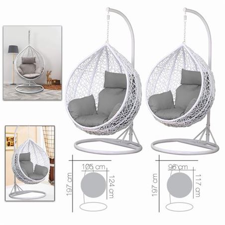 SET 2 BALANCINES MIMBRE BLANCO 105CM - 10680