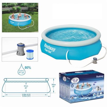 PISCINA HINCHABLE + BOMBA FILTRO 305CM DIÁMETRO X H76CM BESTWAY - 57270