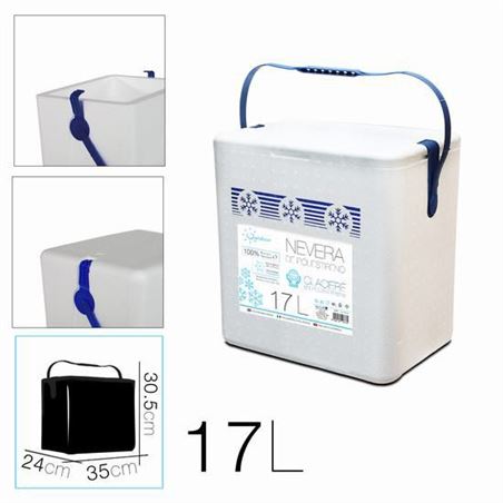 NEVERA DE POLIESTIRENO 17 LITROS CON ASAS PLASTICA - 10377.