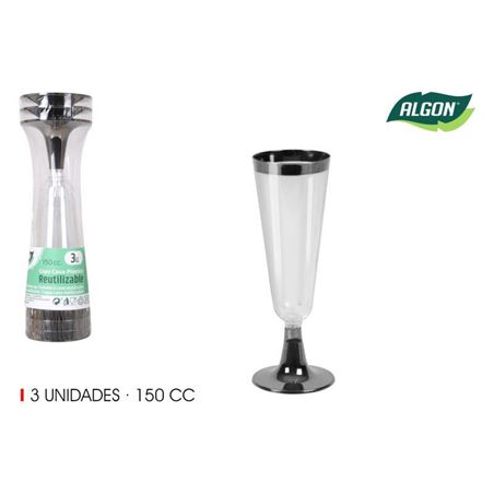 SET 3 COPAS CAVA 3 PIEZAS 150CC ALGON - BA01054274997.