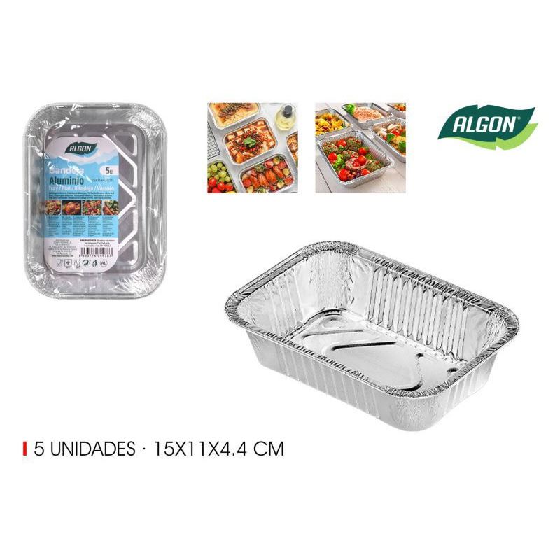 SET 5 BANDEJAS ALUMINIO RECTANGULARES ALGON - BA01054174978.
