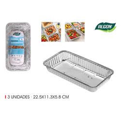 SET 3 BANDEJAS ALUMINIO RECTANGULARES ALGON - BA01054174976.