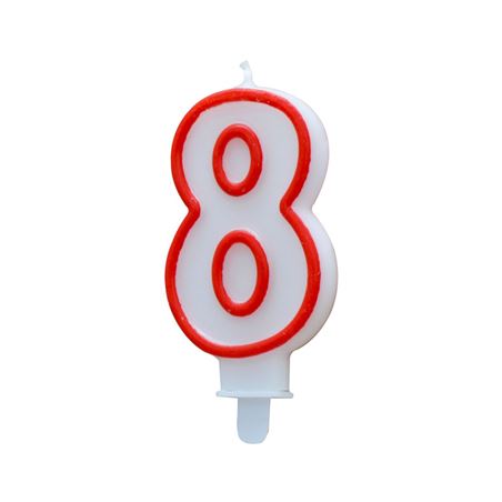 VELA BLANCA Y ROJA NUMERO 8 ALGON - BA01022374966.
