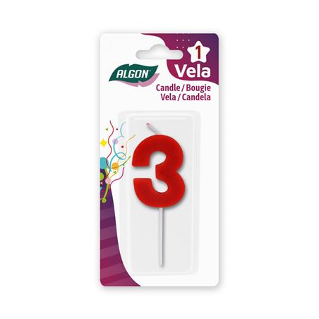 VELA ROJA NUMERO 3 ALGON - BA01022374950.