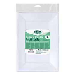 SET 3 BANDEJAS RECTANGULAR REUTILIZABLE BLANCA ALGON - BA01054375312.