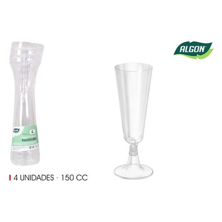 SET 4 COPAS CAVA PIE TRANSPARENTE 150CC ALGON - BA01054275181