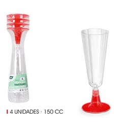 SET 4 COPAS CAVA PIE ROJO 150CC ALGON - BA01054275185