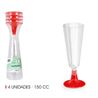 SET 4 COPAS CAVA PIE ROJO 150CC ALGON - BA01054275185