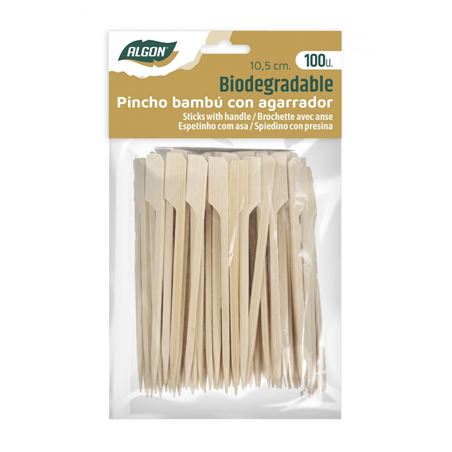PACK 100 PINCHOS BAMBU CON AGARRADOR 10.5CM - BA01019175216.