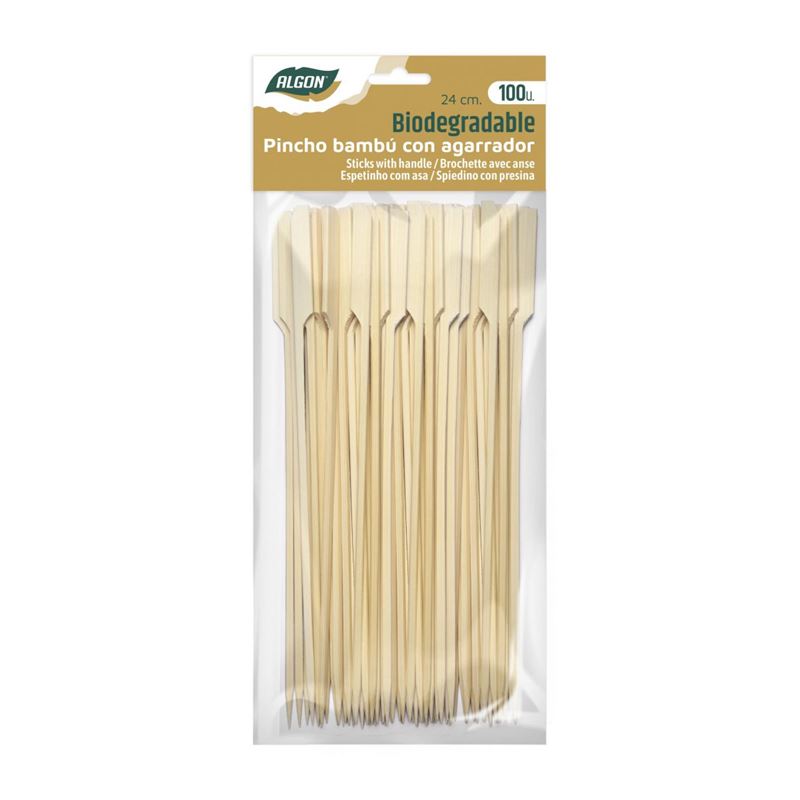 PACK 100 PINCHOS BAMBU CON AGARRADOR 24CM - BA01019175222.