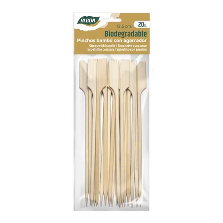 PACK 20 PINCHOS BAMBU CON AGARRADOR 13.5CM - BA01019175217.