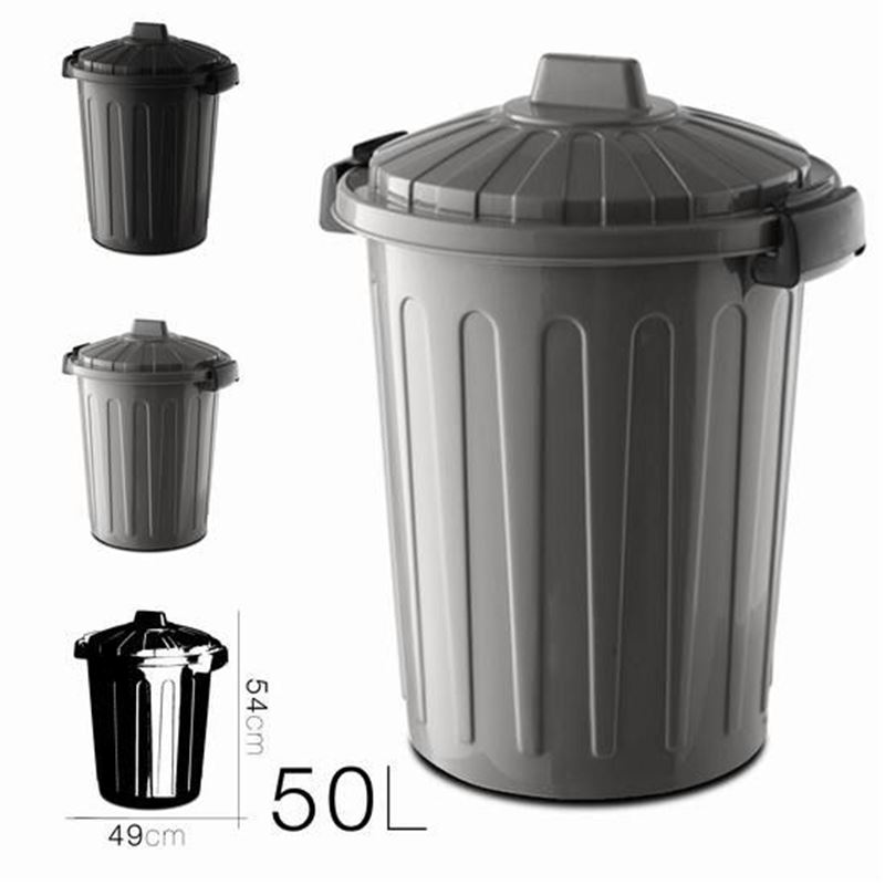 CUBO DE BASURA CON TAPA GRIS 50 LITROS OSKAR - 16637.