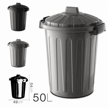 CUBO DE BASURA CON TAPA GRIS 50 LITROS OSKAR - 16637.