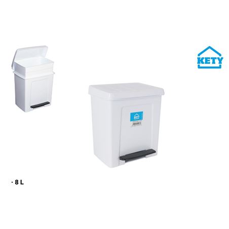PAPELERA CON PEDAL Y CUBETA INTERIOR 8 LITROS BLANCA - KT2414K050.