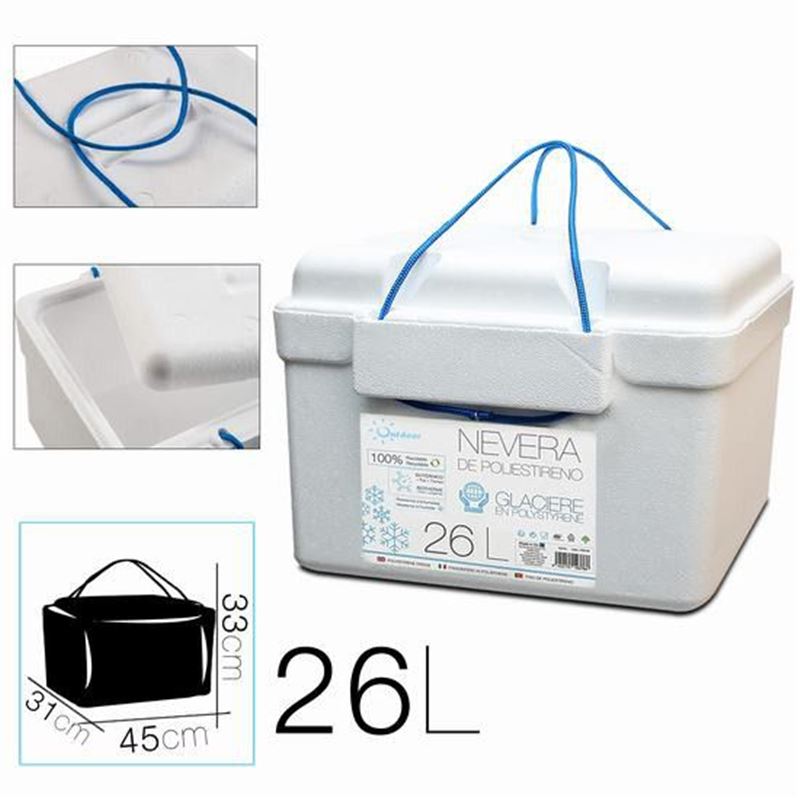 NEVERA DE POLIESTIRENO 26 LITROS CON ASAS PLASTICA - 10376.