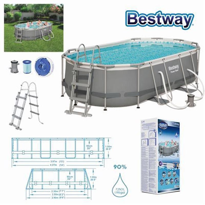PISCINA OVAL + BOMBA FILTRO 427X250XH100CM BESTWAY - 56620piscina